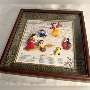 Keun Suk Craft Industry vintage Korean Seesaw Shadowbox Art